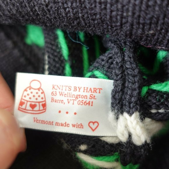 KNITS by HART USA Men's Black Green Ski Hat OS Beanie 100% Wool Winter Cozy - Picture 3 of 10
